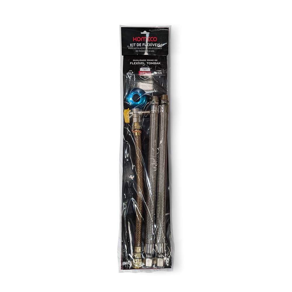 Kit de tubos flexíveis Komeco para aquecedor a gás — M1/2″ × F1/2″ · 40 cm